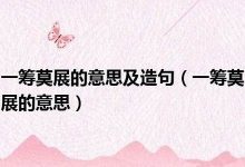 一筹莫展典故,一筹莫展故事,一筹莫展是什么意思-生活随想记录